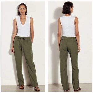 Enza Costa Olive Green Linen Twill Easy Pull On Pant in 0/XS